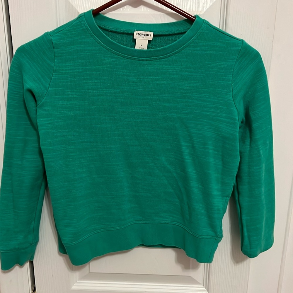 Girls Crewcuts green crew neck sweatshirt.